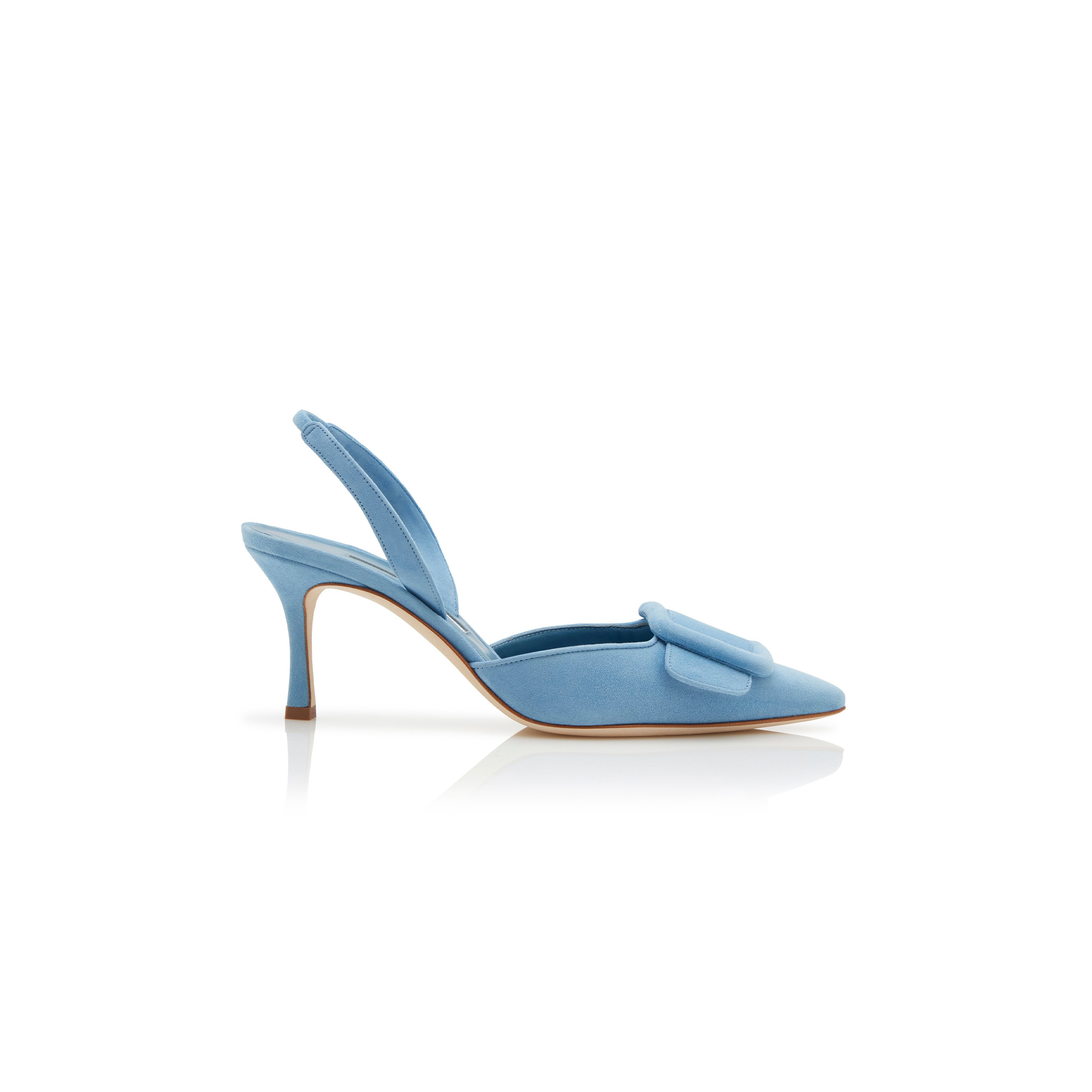 manolo blahnik maY*Li light blue suede buckle detail slingback pumps 219-0182-0094